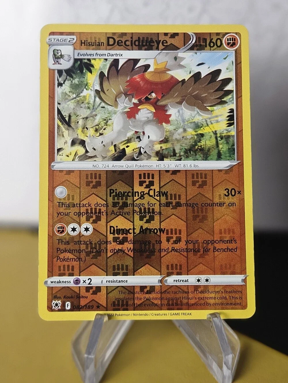 Hisuian Decidueye 082/189 Pokemon TCG Reverse Holo Rare